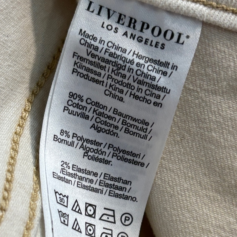 Liverpool Los Angeles Wide Leg Jeans High Rise Button Fly Denim Cream Size 12 - Picture 9 of 10